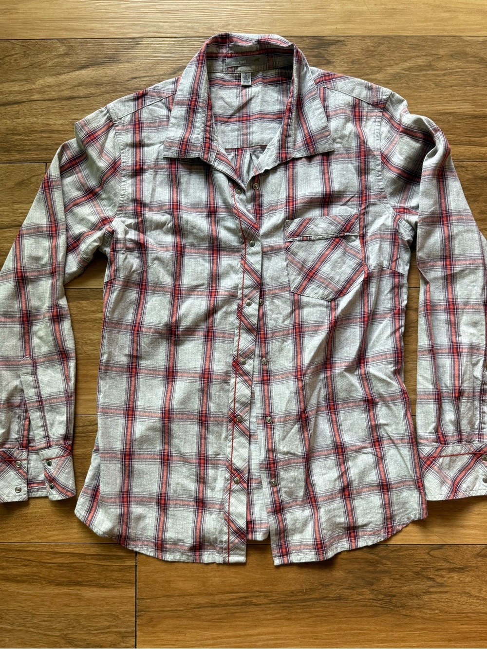 Horny Toad “Savory” Fall Plaid Snap Shirt 100% Organic Cotton size Small